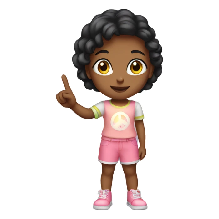 a cute girls showing peace sign sticker