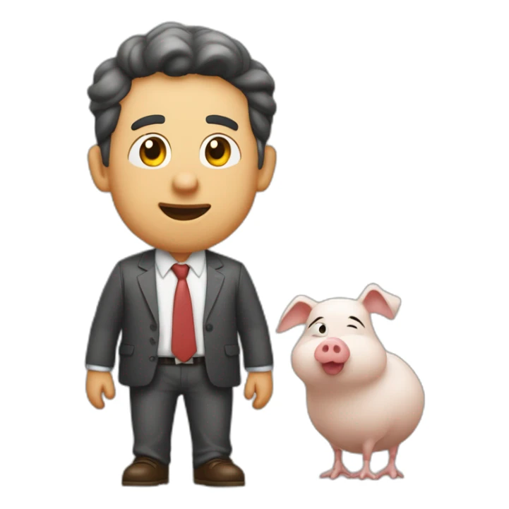 menino magro correndo com um porco sticker