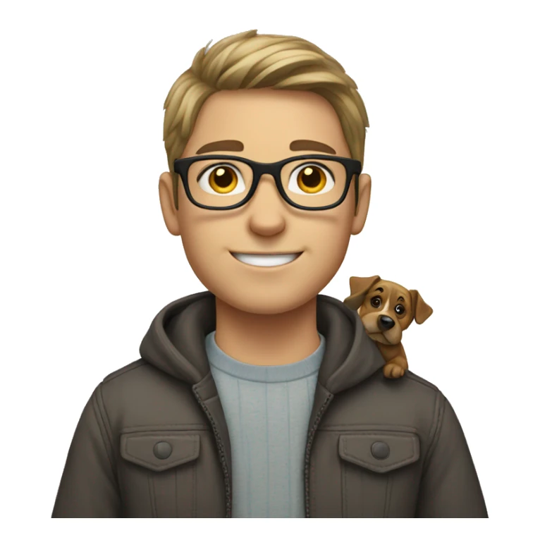 Caucasian boy with glasses and dog sticker