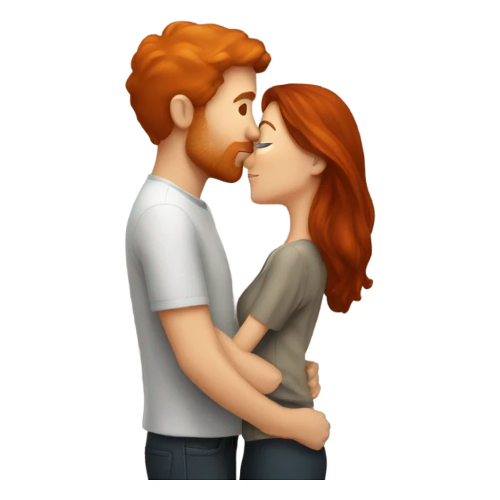Redhead man kissing brunette woman  sticker