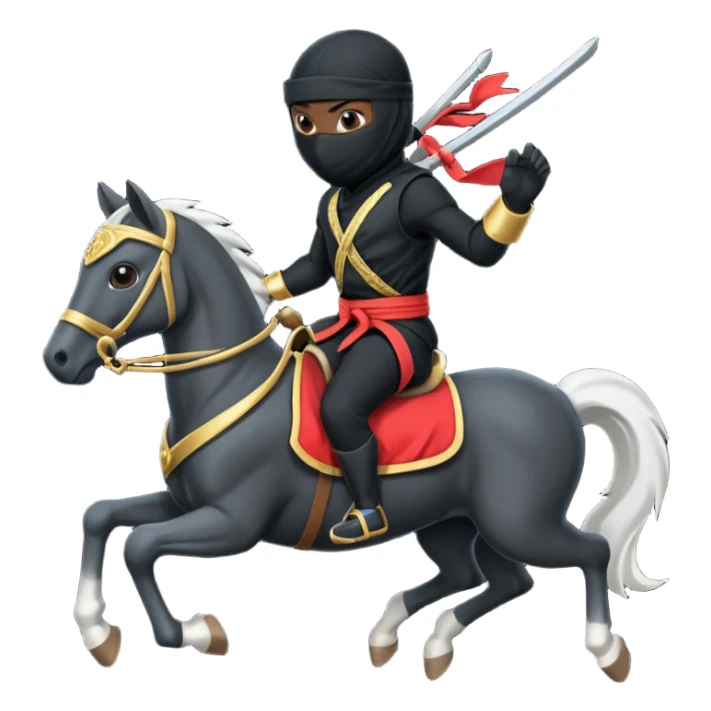 ninja riding horse wearing racing cloth black sticker