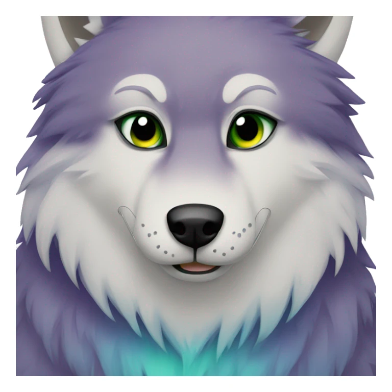Blue and green and purple fur red eyes wolf happy sticker