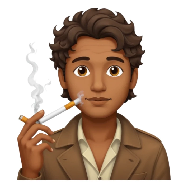 Indian brown guy with side fade wavy hair style, smoking cigarette sticker