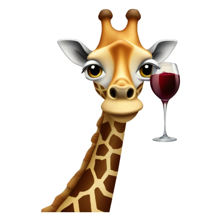 French giraffe holding red wineglass sticker