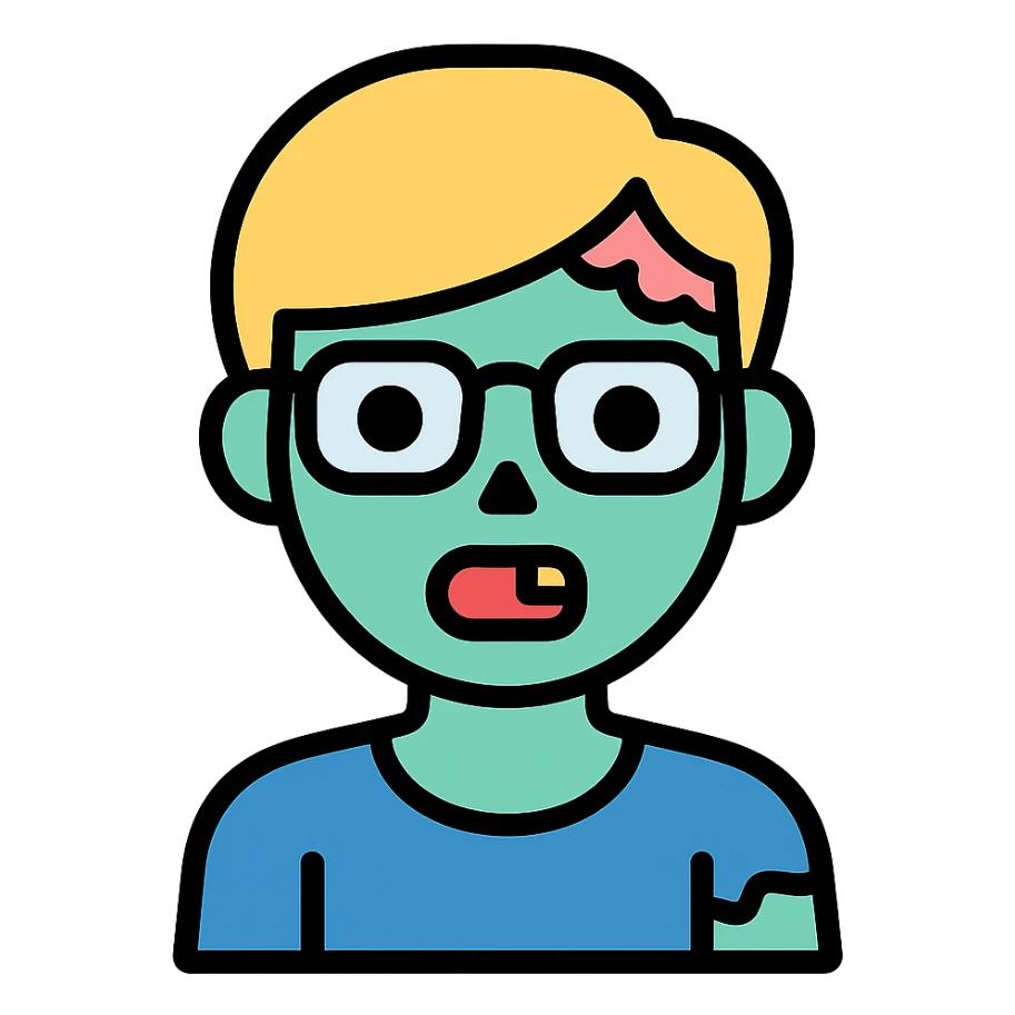 zombie with blond hair and glasses sticker