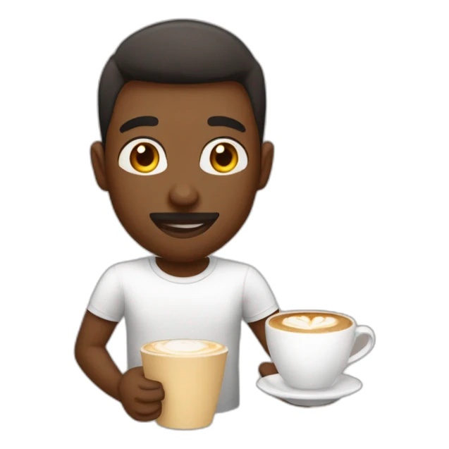 asina guy with t-shirt saying “smietanka” drinking a cappuccino with cream sticker