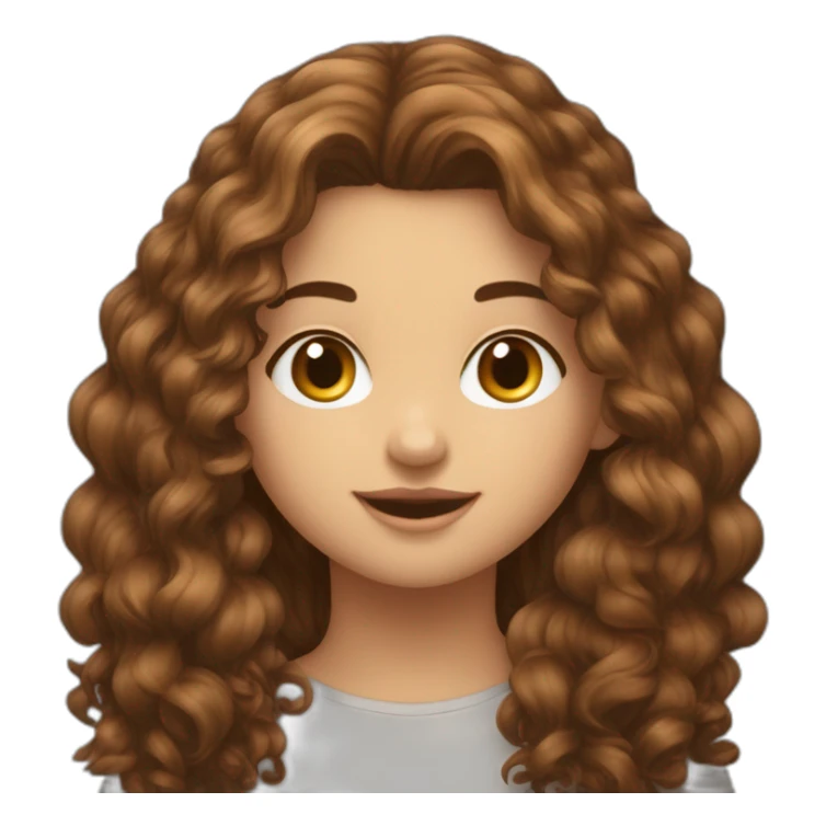 Une jeune fille cheveux brun bouclé yeus marron sticker