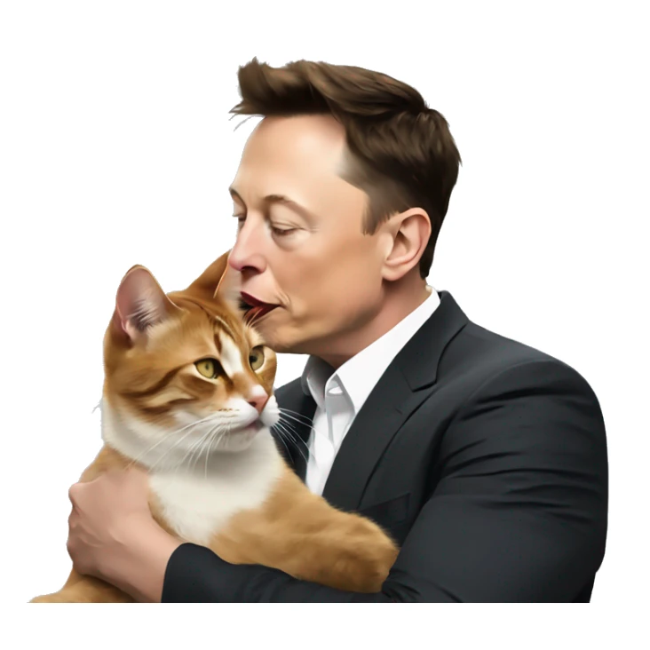 Elon musk kissing a cat sticker