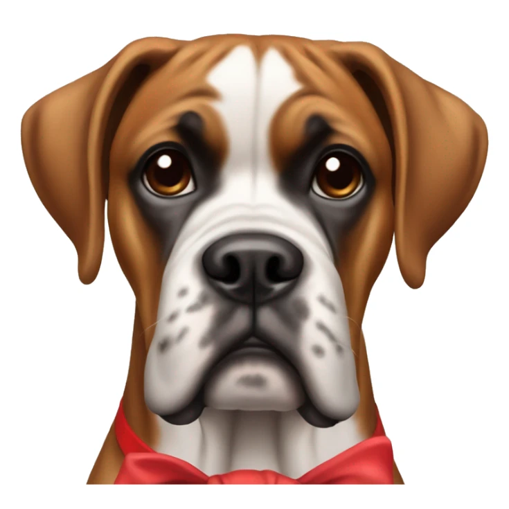 Boxer dog with a red bow on her neck and no bow on her head sticker