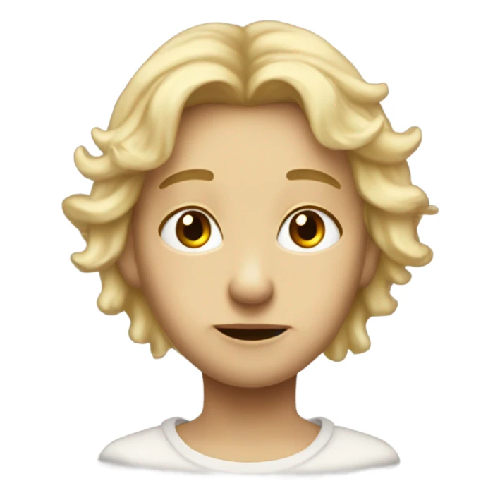 Dirty narrow older angel face with blonde hair and broken halo sticker