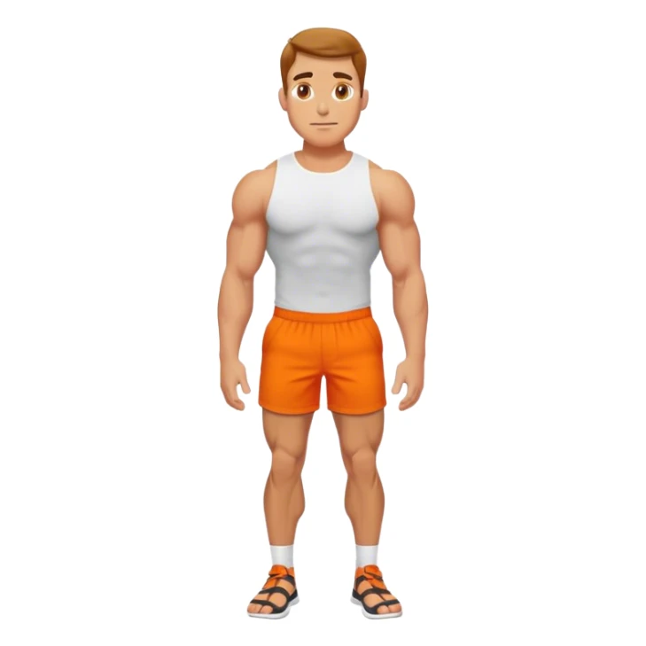 calves muscles male wearing orange shorts sticker