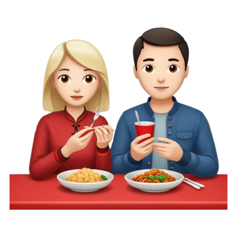ligth couple having dinner at a Chinese restaurant sticker