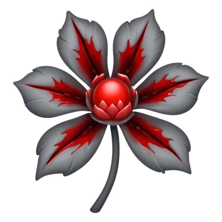 Grey creepy flower with red and blood on inside sticker