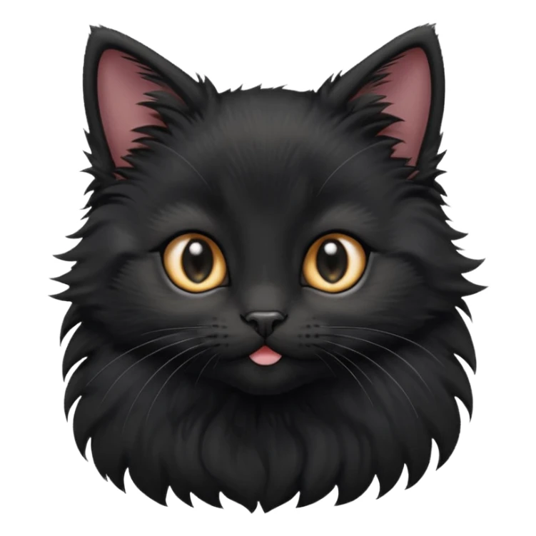 A photo-realistic digital illustration of a cute black kitten sticker