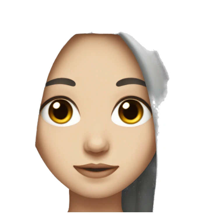 White girl with black long hair and brown eyes sticker