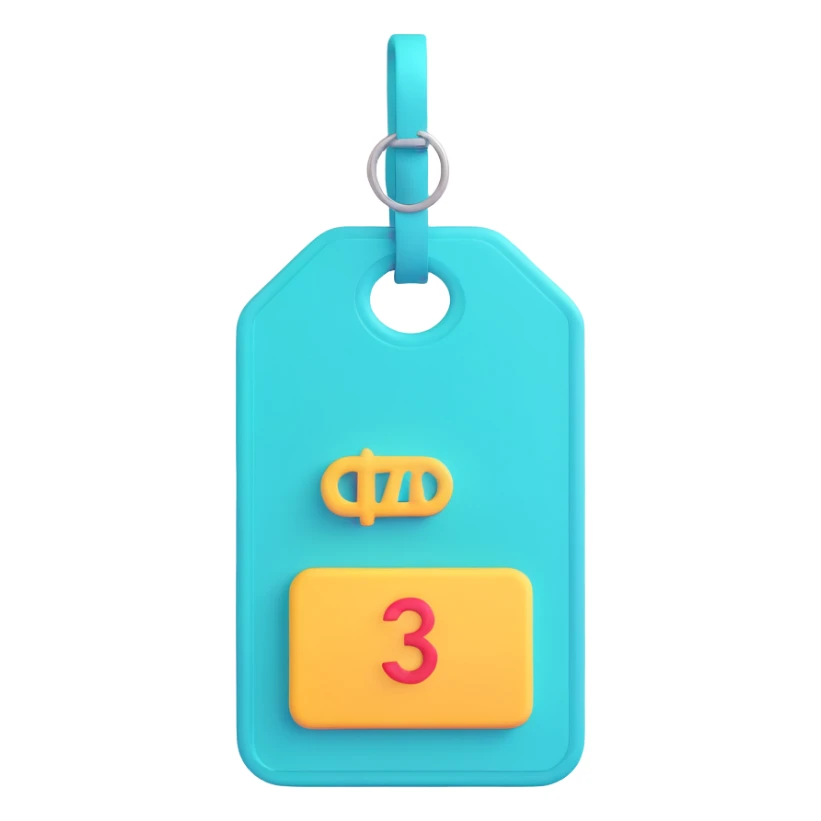 turquoise price tag emoji, modern and playful sticker