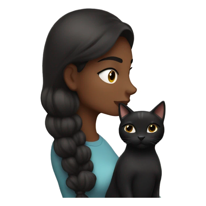 Pretty brunette woman kissing Black cat sticker
