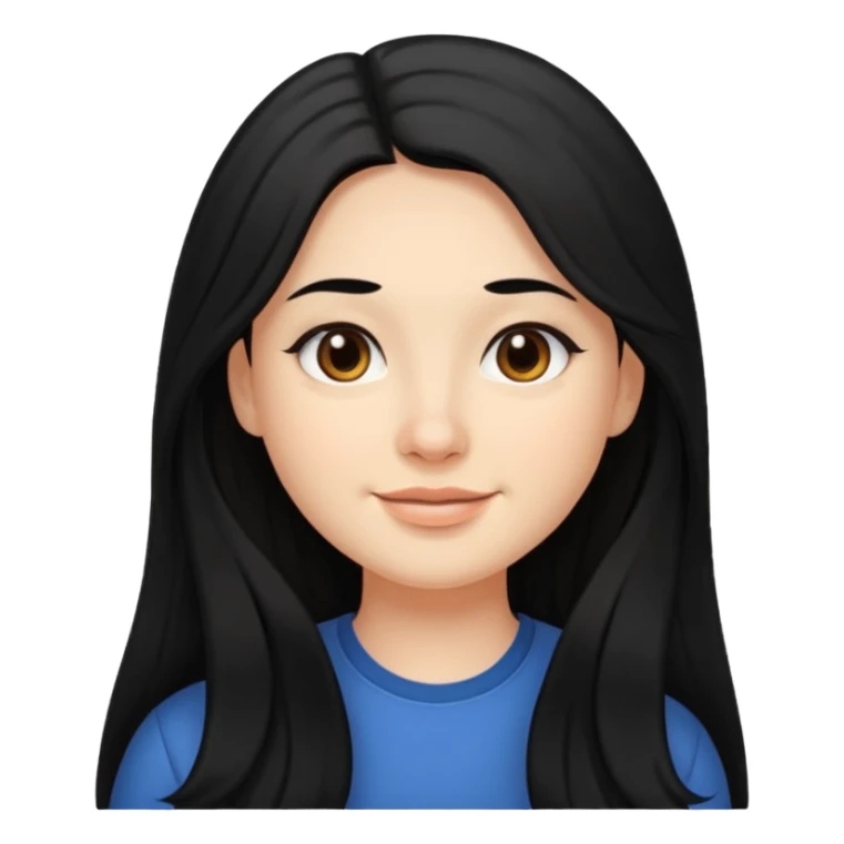 Slightly chubby professional woman with dimples, brown eyes, and long black hair sticker