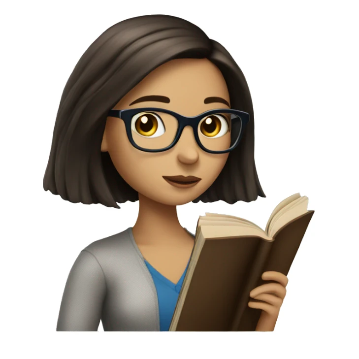bob haired Brunette with glasses and blue eyes Girl reading a book  sticker