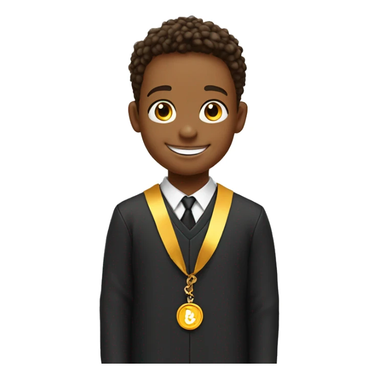 smiling boy with necklace indoors in graduation outfit sticker