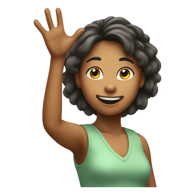 An excited girl with a raised hand  sticker