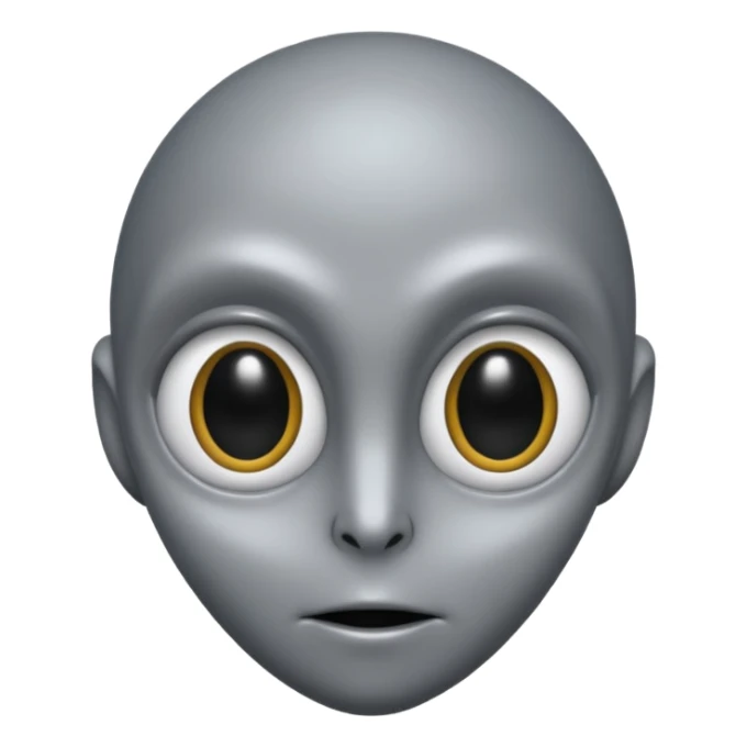 Grey alien head, almond-shaped eyes solid black, entire eye black, iris is black to, slanted, pale grey skin, cartoon emoji, no background


 sticker