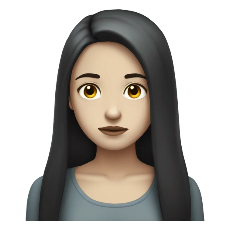 Frown pale girl long dark hair sticker