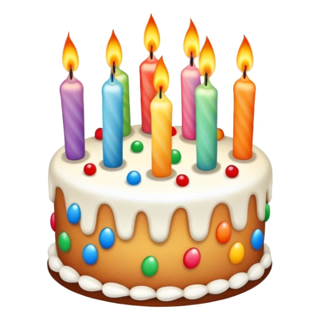 Birthday cake with candles and celebration sticker