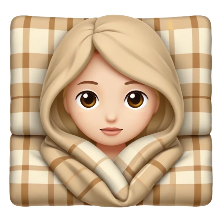 Beige clean girl folded plaid blanket  sticker