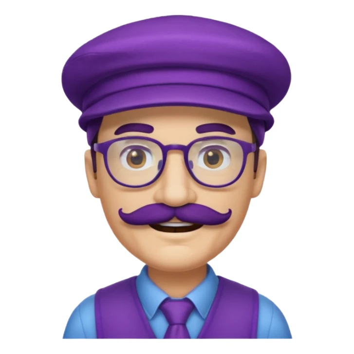 glasses purple man with hat and mustache sticker