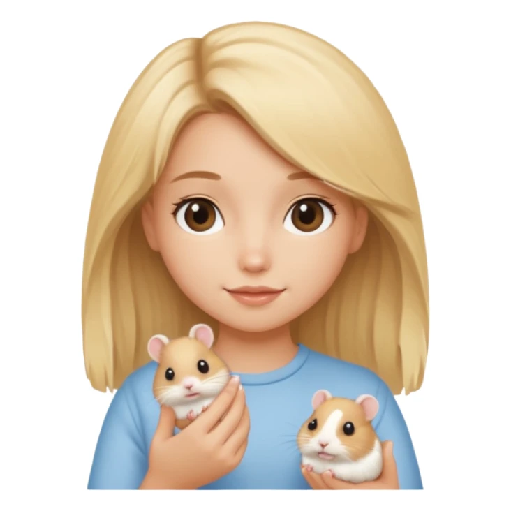 A pretty blond girl holding a hamster sticker