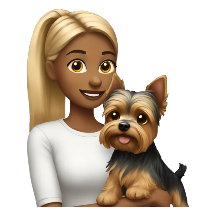 girl with yorkie dog  sticker