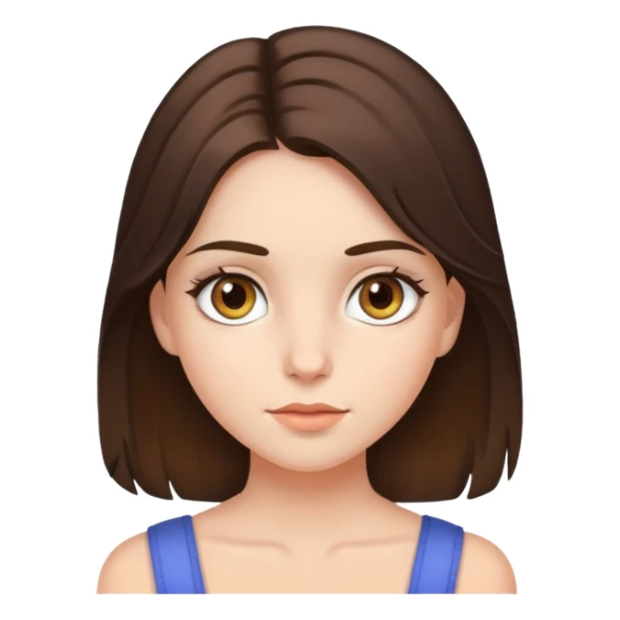 A brunette hazel eyes girl. Her hair is a bit longer than her shoulder.  sticker