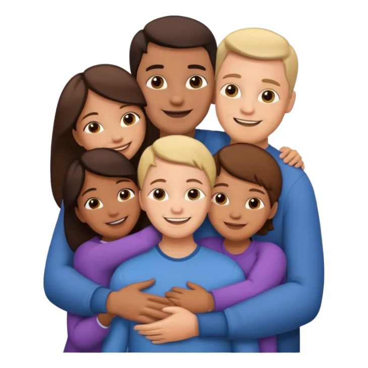 family of 5 hugging each other sticker