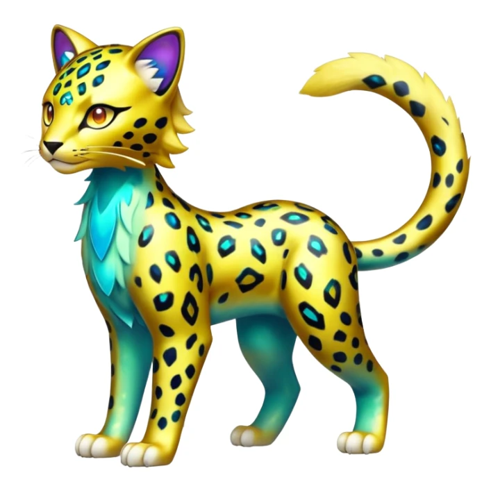 Shiny Elemental Exotic Liepard-Delcatty-Pokémon-Fakémon-hybrid-creature (full body) sticker