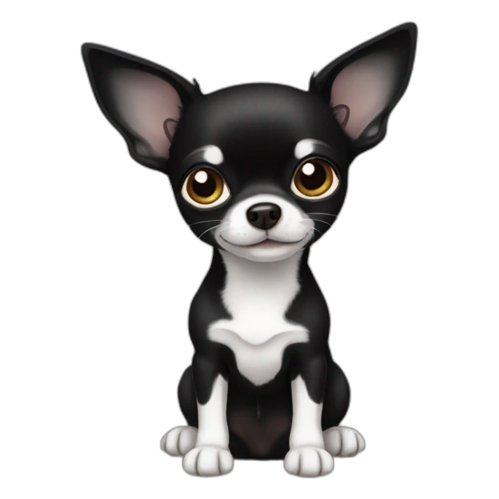 Black Chihuahua whit white sticker