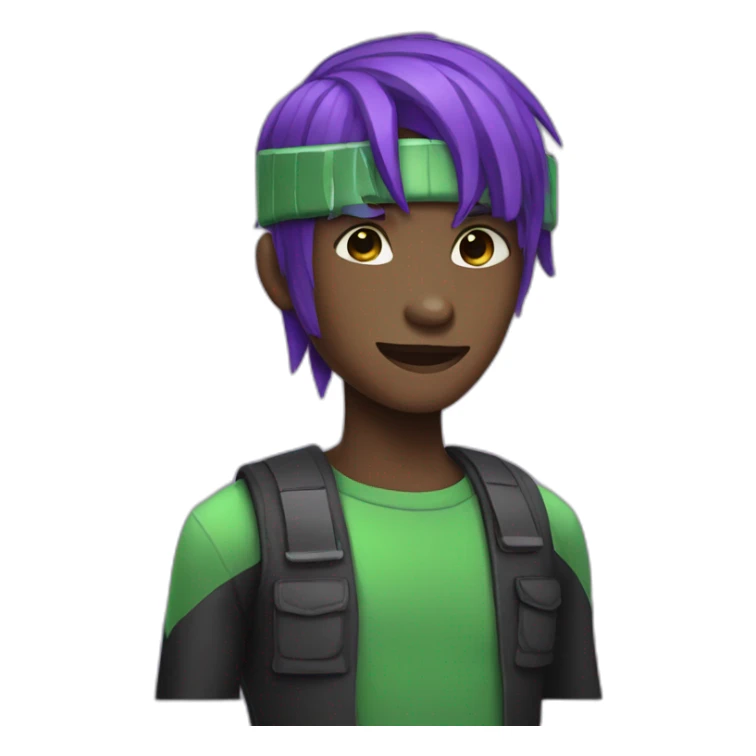 boy with purple and green hair and enderman hat sticker