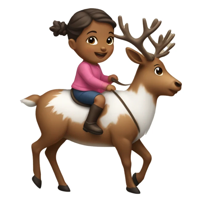 2 year old baby girl riding a reindeer  sticker