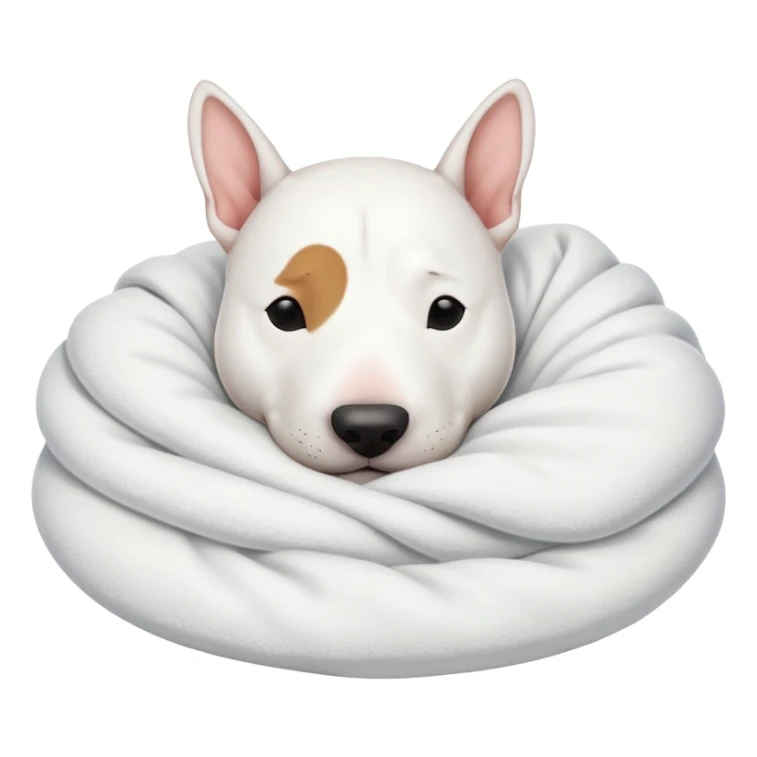 bull terrier sleeping cozy with blanket sticker