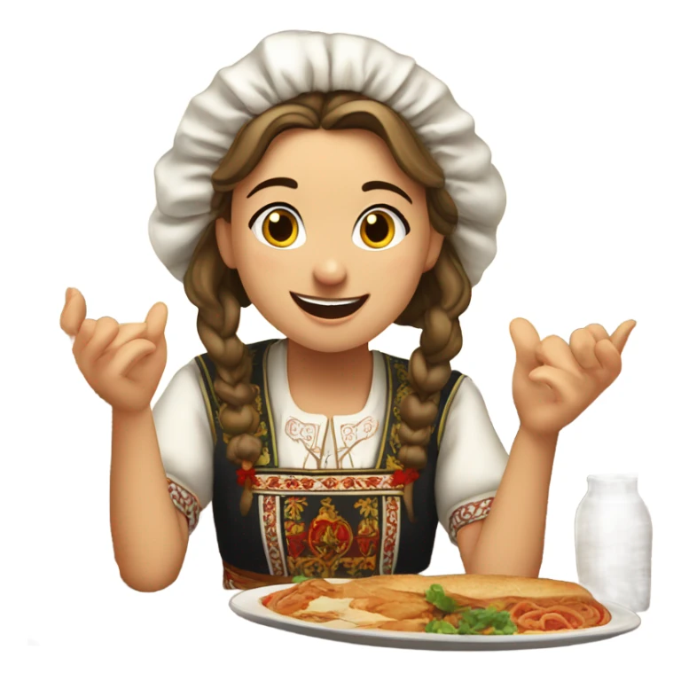 Crazy Serbian girl eating sticker