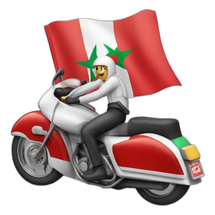 quelqu'un sur une moto avec le drapeau du Maroc derrière sticker