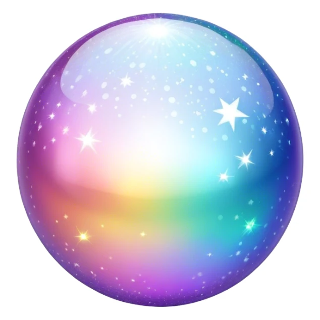  White sparkly glittery iridescent colorful transparent ball sphere orb sticker
