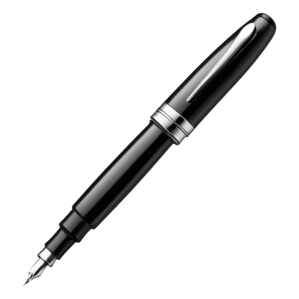 fountain pen drawing a smooth curved line, representing logo design sticker