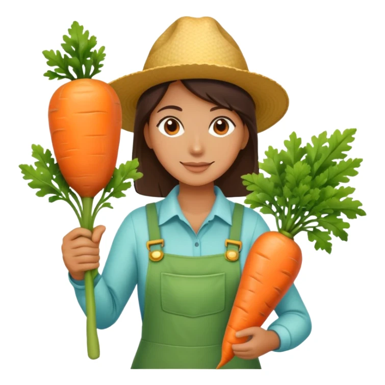 Female gardener with trophy and giant carrot sticker