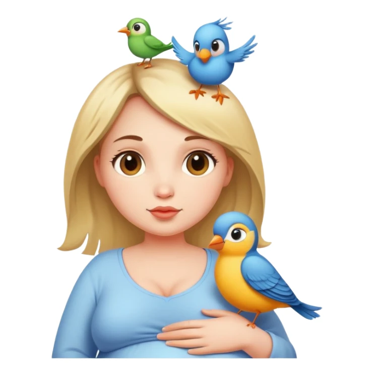 Pregnant girl with bird on her head  sticker