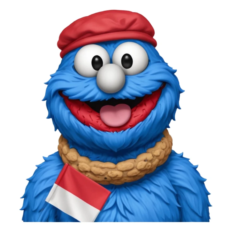 cookie monster bust, with french flag, only one flag,  sticker