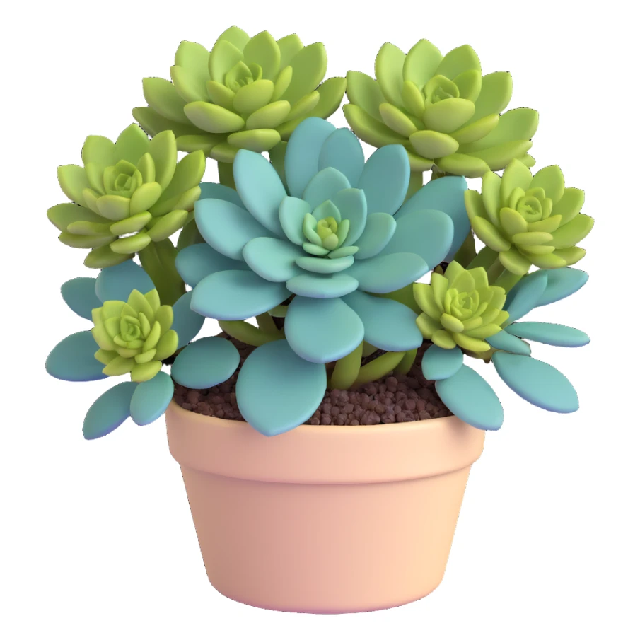 Sedum Pachyphyllum succulent with chubby blue-green leaves in a beige pot sticker