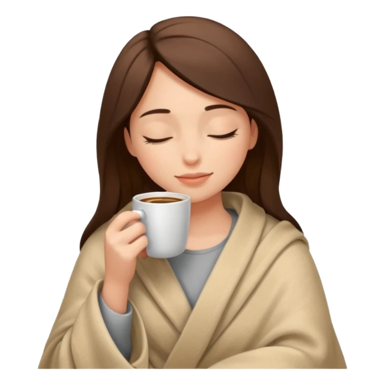 Girl inside a blanket sipping coffee eyes closed sticker