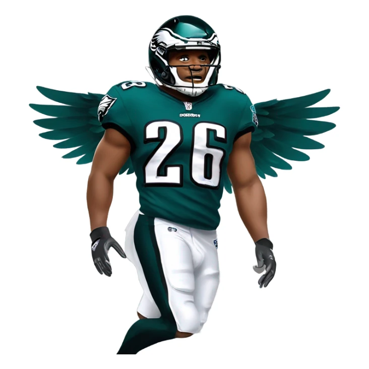 Philadelphia Eagles running back Saquon Barkley number 26 with the eagle wings sticker