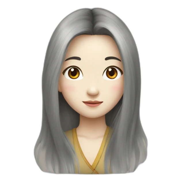 long hair chinese with glass sticker